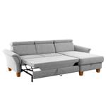 Ecksofa Estufa Flachgewebe - Flachgewebe Amra: Silber - Longchair davorstehend rechts - Mit Schlaffunktion