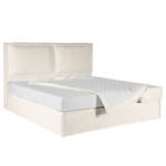 Lit boxspring Kinx Tissu structuré recyclé Gesa: Blanc - 140 x 200cm - D3 medium - 130 cm