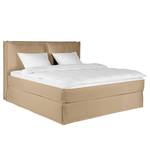 Lit boxspring Kinx Tissu structure recyclé Gesa: Beige - 140 x 200cm - D3 medium - 130 cm