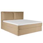 Lit boxspring Kinx Tissu structure recyclé Gesa: Beige - 160 x 200cm - D3 medium - 130 cm