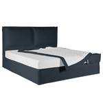 Premium Boxspringbett KINX Recycelter Strukturstoff Gesa: Dunkelblau - 140 x 200cm - H2 - 130 cm