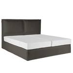 Lit boxspring Kinx Tissu structure recyclé Gesa: Anthracite - 200 x 200cm - D2 souple - 130 cm