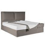 Lit boxspring Kinx Tissu structure recyclé Gesa: Gris - 140 x 200cm - D2 souple - 130 cm