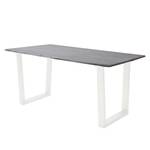 Table en bois massif KAPRA Acacia Gris - 160 x 90 cm - Blanc - Trapézoïdal - Épaisseur plateau : 2.5 cm