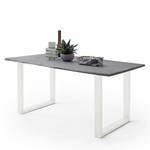 Table en bois massif KAPRA Acacia Gris - 160 x 90 cm - Blanc - Forme en U - Épaisseur plateau : 2.5 cm