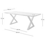 Houten eettafel met boomrand KAPRA Bruin acaciahout - 180 x 90 cm - Wit - X-vorm -  Hoogte tafelblad: 5 cm