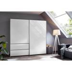 Armoire à portes coulissantes Sevilla II Blanc alpin / Blanc brillant - Largeur : 218 cm - Argenté