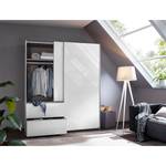 Armoire à portes coulissantes Sevilla II Blanc alpin / Blanc brillant - Largeur : 175 cm - Argenté