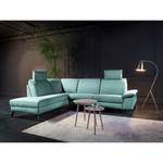 Ecksofa Nando Flachgewebe - Hellblau - Longchair davorstehend links - Keine Funktion