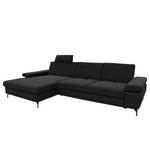 Ecksofa Palmy Webstoff - Schwarz - Longchair davorstehend links - Mit Schlaffunktion