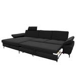 Ecksofa Palmy Webstoff - Schwarz - Longchair davorstehend links - Mit Schlaffunktion