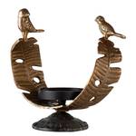 Kaarsenhouder Vogel op Blad aluminium - bruin - 20cm x 22cm x 17cm