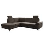 Ecksofa Dearborn Chenille Alix: Espresso - Ottomane davorstehend links - Mit Schlaffunktion