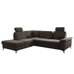 Ecksofa Dearborn Chenille Alix: Espresso - Ottomane davorstehend links - Mit Schlaffunktion