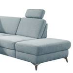 Ecksofa Dearborn Chenille Alix: Hellblau - Ottomane davorstehend rechts - Ohne Schlaffunktion