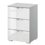 Table de chevet SKØP x3 Blanc brillant / Gris soie - Largeur : 40 cm - Chrome