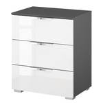 Table de chevet SKØP x3 Blanc brillant / Graphite - Largeur : 50 cm - Chrome