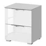 Table de chevet SKØP x2 Blanc brillant / Gris soie - Largeur : 40 cm - Chrome