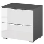 Table de chevet SKØP x2 Blanc brillant / Graphite - Largeur : 50 cm - Chrome