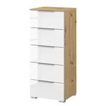 Ladekast SKØP x5 Wit hoogglans/Eikenhouten Artisan look - Breedte: 40 cm - Aluminium