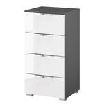 Buffet SKØP x4 Blanc brillant / Graphite - Largeur : 40 cm - Chrome