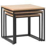 Tables gigognes Ratho (3 éléments) Placage en bois véritable / Métal -Chêne / Noir
