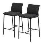 Chaises de bar Domenica (lot de 2) Tissu / Fer - Anthracite / Noir