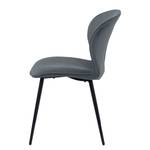 Gestoffeerde stoel Koriella set van 2 ribfluweel/ijzer - grijs/zwart