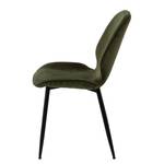 Gestoffeerde stoel Kerang I (set van 4) ribfluweel/ijzer - donker olijfgroen/zwart
