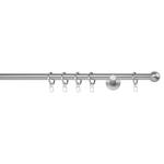 Gordijnroede op maat Ball I (1 rails) aluminium - Roestvrij staal - Breedte: 140 cm