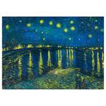 Wandbild Starry Night Polyester PVC / Fichtenholz - Blau  / Gelb