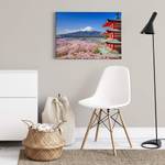Impression sur toile Mount Fuji Polyester PVC / Épicéa - Bleu  / Rose