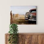 Impression sur toile Old Rusted Cars Polyester PVC / Épicéa - Marron / Beige