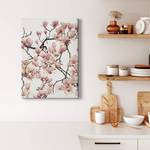 Afbeelding Flora Magnolia polyester PVC/sparrenhout - wit/roze