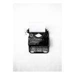 Leinwandbild Typewriter Polyester PVC / Fichtenholz - Grau / Schwarz