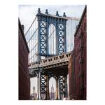 Wandbild Brooklyn Bridge Polyester PVC / Fichtenholz - Blau  / 0