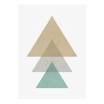 Afbeelding Triangles and Aqua polyester PVC/sparrenhout - blauw  /goudkleurig