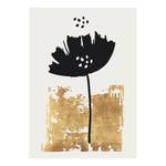 Leinwandbild Black Flower Gold Polyester PVC / Fichtenholz - Schwarz / Gold