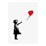 Leinwandbild Banksy Balloon Polyester PVC / Fichtenholz - Schwarz / Rot