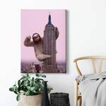 Afbeelding King Sloth polyester PVC/sparrenhout - roze/bruin