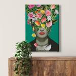Afbeelding Frida Floral polyester PVC/sparrenhout - groen/zwart