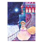 Wandbild Cinderella Polyester PVC / Fichtenholz - Pink / Blau