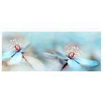 Canvas Delicate Flower Poliestere PVC / Legno di abete rosso - Blu  / Grigio
