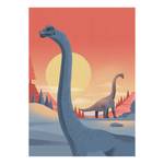 Afbeelding Dinosauriër Brachiosaurus polyester PVC/sparrenhout - rood/oranje