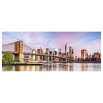 Leinwandbild Skyline Manhattan Polyester PVC / Fichtenholz - Blau  / Braun