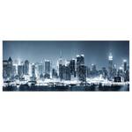 Impression sur toile New York At Night Polyester PVC / Épicéa - Bleu  / Gris