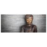 Afbeelding Buddha polyester PVC/sparrenhout - bruin/grijs