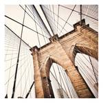 Leinwandbild Brooklyn Bridge Polyester PVC / Fichtenholz - Beige / Weiß