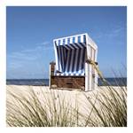 Leinwandbild Strandkorb Beach Chair Polyester PVC / Fichtenholz - Blau  / Grün