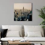 Leinwandbild Skyline Polyester PVC / Fichtenholz - Blau  / Braun